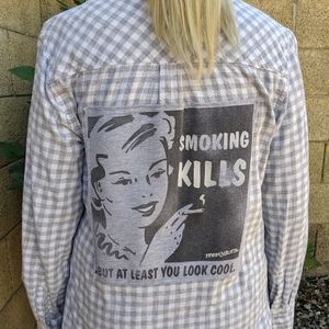 Upcycled Graphic Flannel Shirt